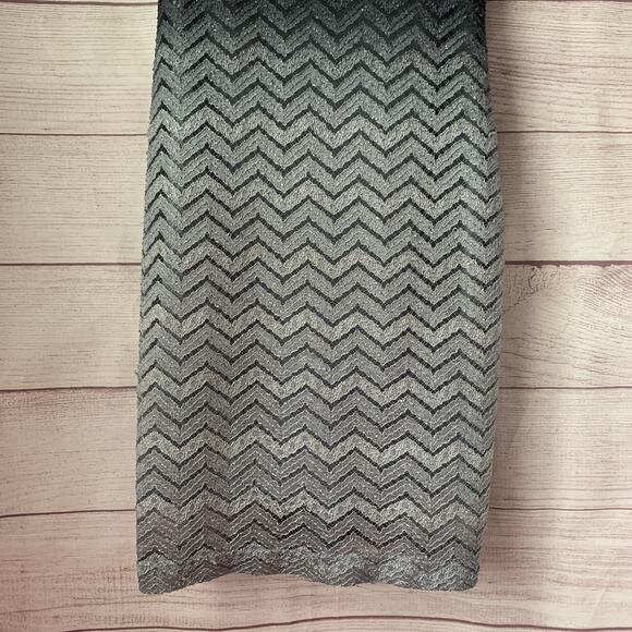Emerald Sundae Black Gray Chevron Lace Formal Dress Ombre Bodycon Keyhole Size S - Picture 3 of 16